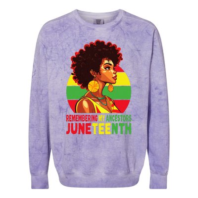 Black  Remembering My Ancestors Juneteenth Colorblast Crewneck Sweatshirt