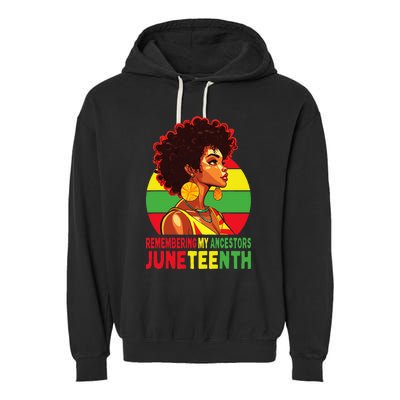 Black  Remembering My Ancestors Juneteenth Garment-Dyed Fleece Hoodie