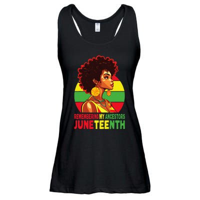 Black  Remembering My Ancestors Juneteenth Ladies Essential Flowy Tank