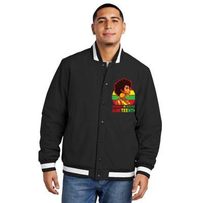 Black  Remembering My Ancestors Juneteenth Insulated Varsity Jacket