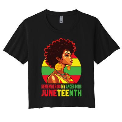 Black  Remembering My Ancestors Juneteenth Women's Crop Top Tee