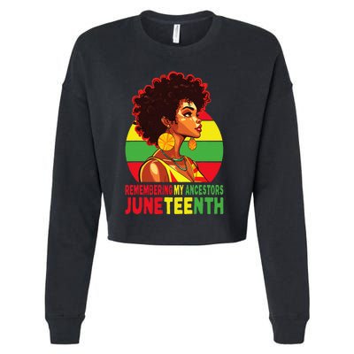 Black  Remembering My Ancestors Juneteenth Cropped Pullover Crew