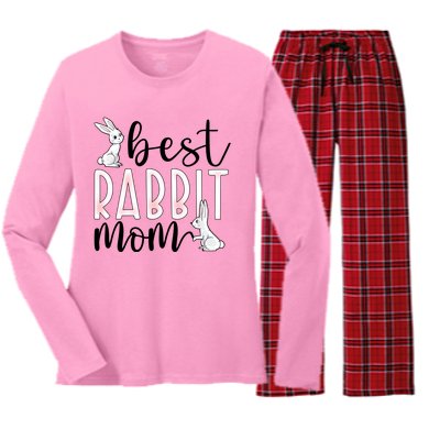 Best Rabbit Mom Bunny Owner Rabbit Mama Bunny Mother Gift Women's Long Sleeve Flannel Pajama Set 