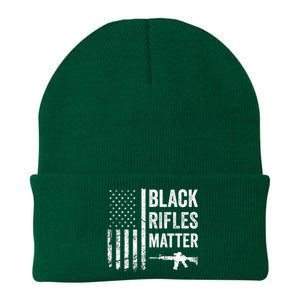 Black Rifles Matter Funny Pro Gun Rights American Flag Knit Cap Winter Beanie