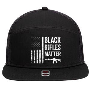 Black Rifles Matter Funny Pro Gun Rights American Flag 7 Panel Mesh Trucker Snapback Hat