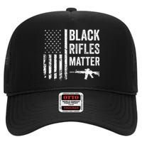 Black Rifles Matter Funny Pro Gun Rights American Flag High Crown Mesh Back Trucker Hat