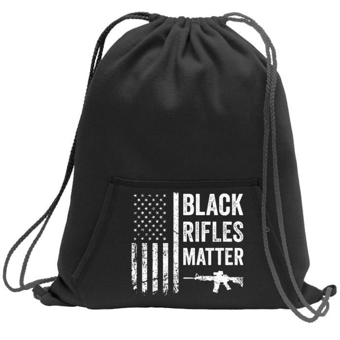 Black Rifles Matter Funny Pro Gun Rights American Flag Sweatshirt Cinch Pack Bag