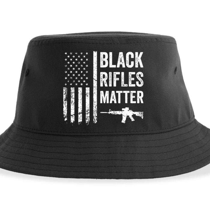 Black Rifles Matter Funny Pro Gun Rights American Flag Sustainable Bucket Hat