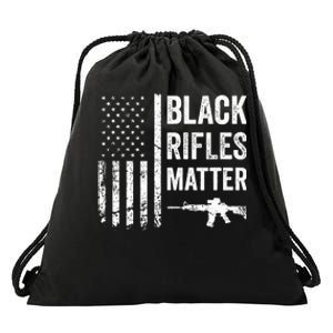 Black Rifles Matter Funny Pro Gun Rights American Flag Drawstring Bag