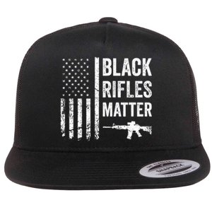 Black Rifles Matter Funny Pro Gun Rights American Flag Flat Bill Trucker Hat