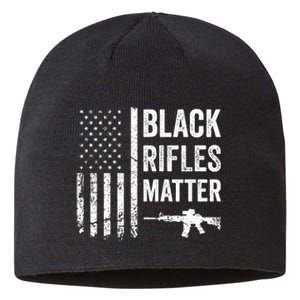 Black Rifles Matter Funny Pro Gun Rights American Flag Sustainable Beanie