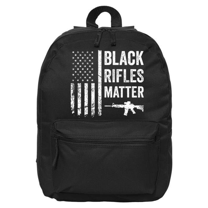 Black Rifles Matter Funny Pro Gun Rights American Flag 16 in Basic Backpack