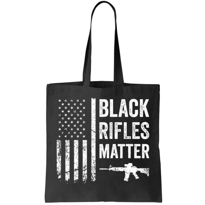 Black Rifles Matter Funny Pro Gun Rights American Flag Tote Bag