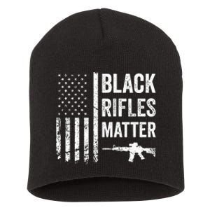 Black Rifles Matter Funny Pro Gun Rights American Flag Short Acrylic Beanie