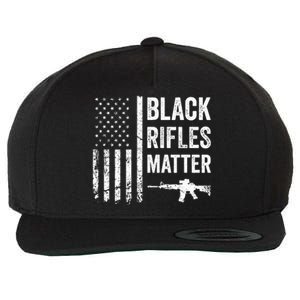 Black Rifles Matter Funny Pro Gun Rights American Flag Wool Snapback Cap