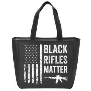 Black Rifles Matter Funny Pro Gun Rights American Flag Zip Tote Bag