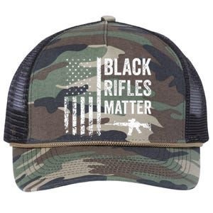 Black Rifles Matter Funny Pro Gun Rights American Flag Retro Rope Trucker Hat Cap