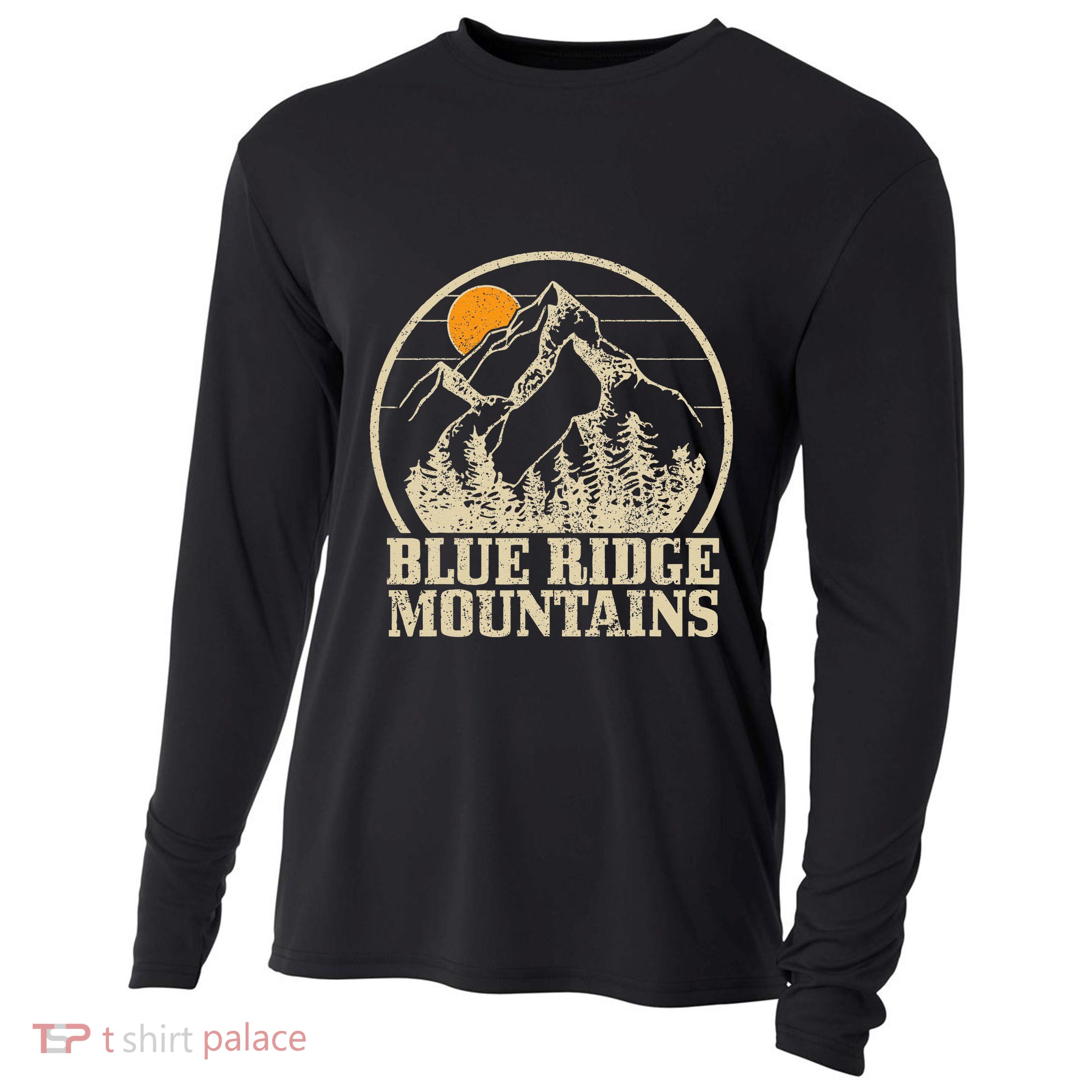 Blue Ridge Mountains Vintage Vintage Hiking Camping Gift Cooling Performance Long Sleeve Crew