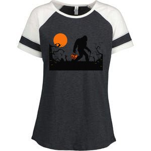 Bigfoot Red Moon Halloween Bigfoot Lover Enza Ladies Jersey Colorblock Tee