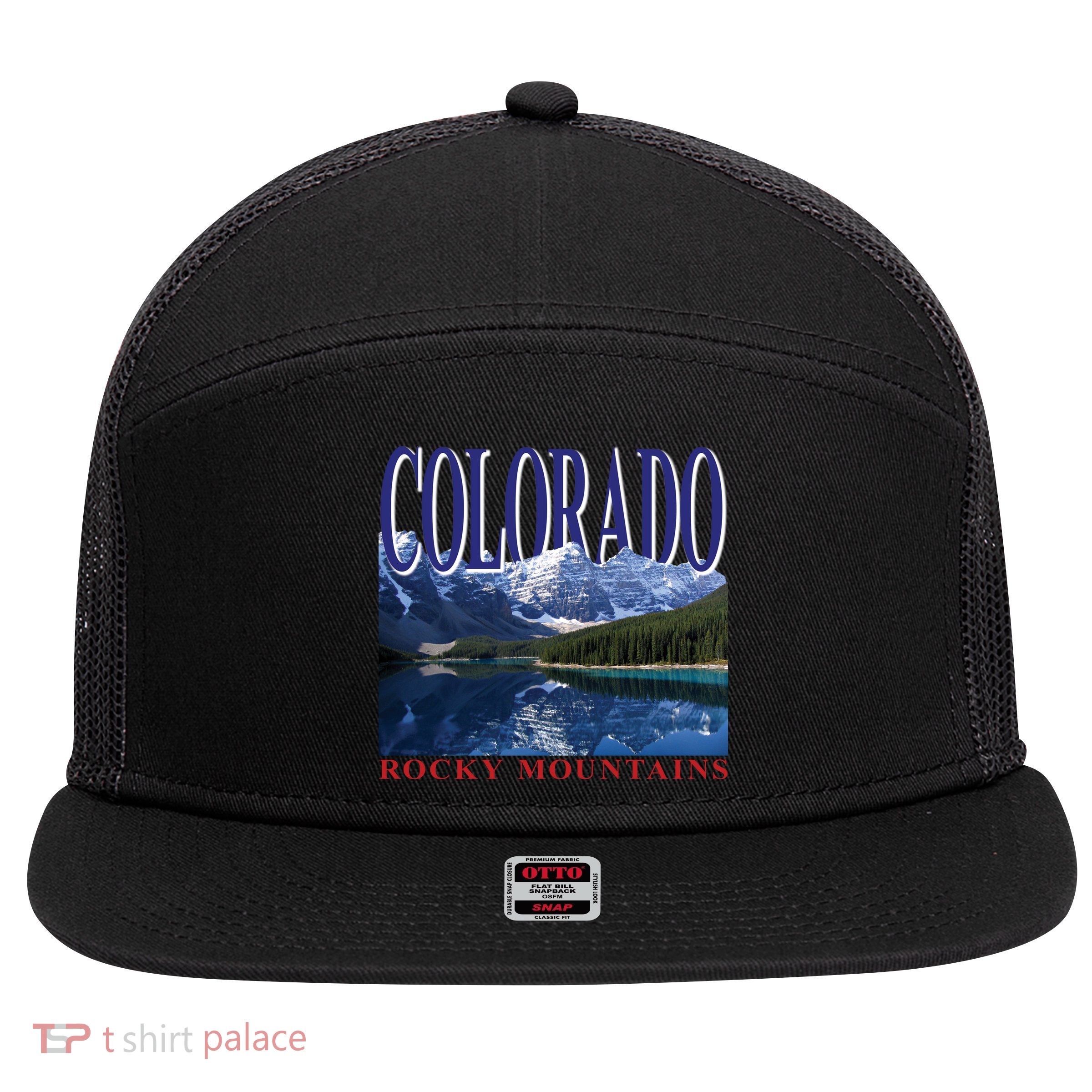 Beautiful Rocky Mountains Colorado 7 Panel Mesh Trucker Snapback Hat