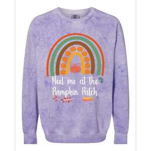 Boho Rainbow Meet Me At The Pumpkin Patch Fall Thanksgiving Gift Colorblast Crewneck Sweatshirt