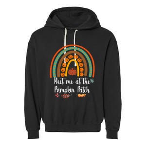 Boho Rainbow Meet Me At The Pumpkin Patch Fall Thanksgiving Gift Garment-Dyed Fleece Hoodie