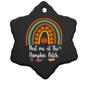 Boho Rainbow Meet Me At The Pumpkin Patch Fall Thanksgiving Gift Ceramic Star Ornament