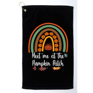 Boho Rainbow Meet Me At The Pumpkin Patch Fall Thanksgiving Gift Platinum Collection Golf Towel