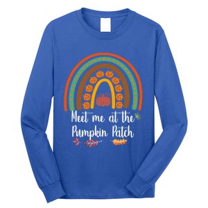 Boho Rainbow Meet Me At The Pumpkin Patch Fall Thanksgiving Gift Long Sleeve Shirt