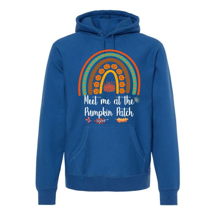 Boho Rainbow Meet Me At The Pumpkin Patch Fall Thanksgiving Gift Premium Hoodie