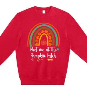 Boho Rainbow Meet Me At The Pumpkin Patch Fall Thanksgiving Gift Premium Crewneck Sweatshirt