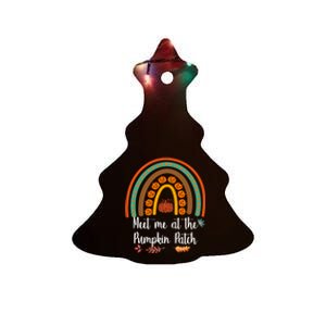 Boho Rainbow Meet Me At The Pumpkin Patch Fall Thanksgiving Gift Ceramic Tree Ornament