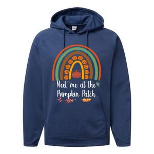 Boho Rainbow Meet Me At The Pumpkin Patch Fall Thanksgiving Gift Performance Fleece Hoodie