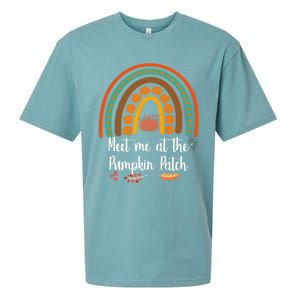 Boho Rainbow Meet Me At The Pumpkin Patch Fall Thanksgiving Gift Sueded Cloud Jersey T-Shirt