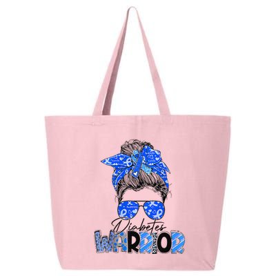 Blue Ribbon Messy Bun Diabetes Awareness 25L Jumbo Tote