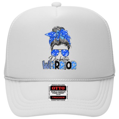 Blue Ribbon Messy Bun Diabetes Awareness Trucker Hat