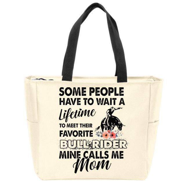 Bull Rider Mom Some People Have To Wait A Lifetime Xmas Zip Tote Bag