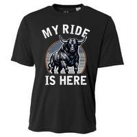 Bull Riding My Ride Is Here Western Cowboy Ranch Rodeo Cooling Performance Crew T-Shirt