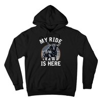 Bull Riding My Ride Is Here Western Cowboy Ranch Rodeo Hoodie