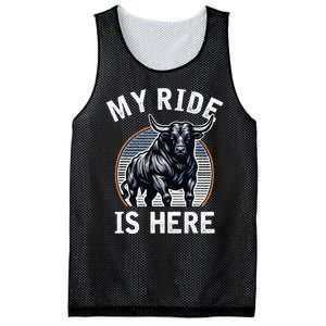 Bull Riding My Ride Is Here Western Cowboy Ranch Rodeo Mesh Reversible Basketball Jersey Tank