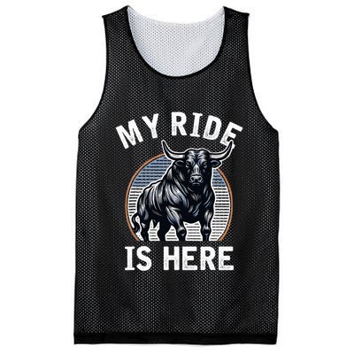 Bull Riding My Ride Is Here Western Cowboy Ranch Rodeo Mesh Reversible Basketball Jersey Tank