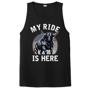 Bull Riding My Ride Is Here Western Cowboy Ranch Rodeo PosiCharge Competitor Tank