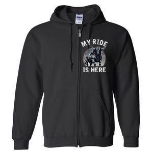 Bull Riding My Ride Is Here Western Cowboy Ranch Rodeo Full Zip Hoodie