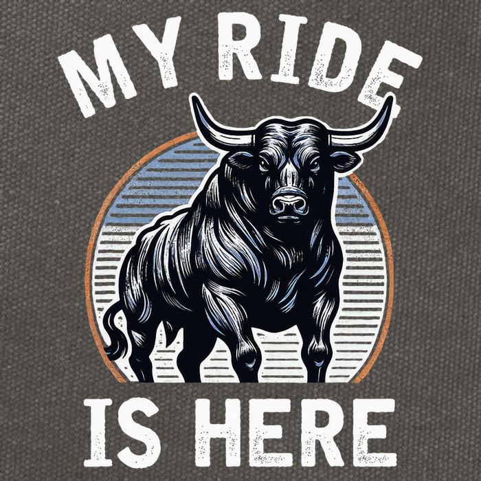 Bull Riding My Ride Is Here Western Cowboy Ranch Rodeo Cotton Canvas Backpack