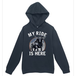 Bull Riding My Ride Is Here Western Cowboy Ranch Rodeo Urban Pullover Hoodie