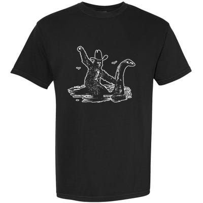 Bigfoot Riding Nessie Garment-Dyed Heavyweight T-Shirt