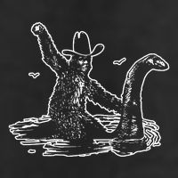 Bigfoot Riding Nessie 7 Panel Mesh Trucker Snapback Hat