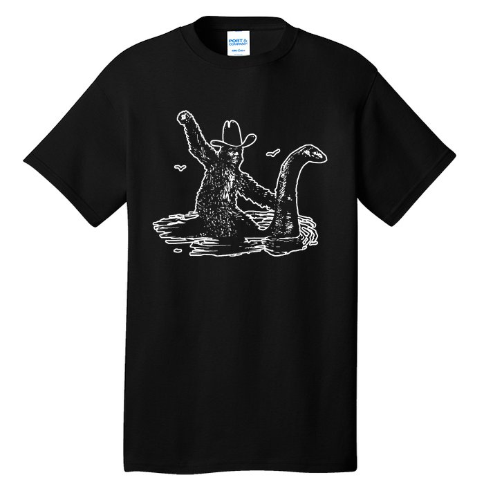 Bigfoot Riding Nessie Tall T-Shirt