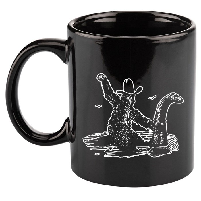 Bigfoot Riding Nessie 11oz C Handle Ceramic Mug