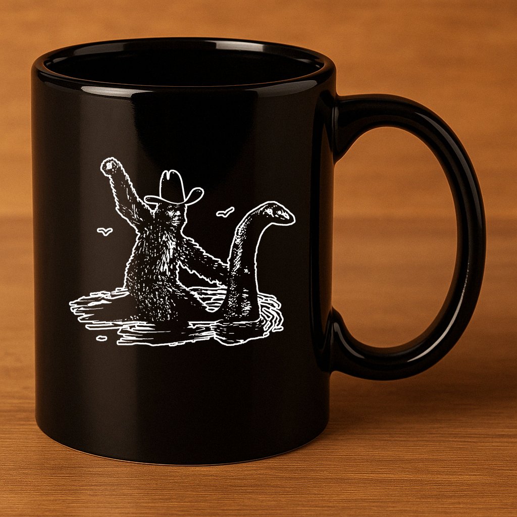 Bigfoot Riding Nessie 11oz C Handle Ceramic Mug